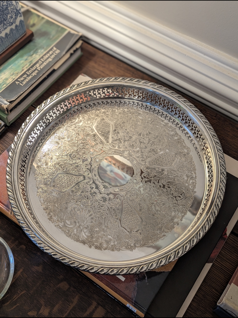 Oneida Silver Plate Round Gallery Tray 13"